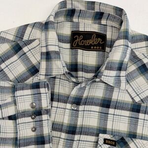 Howler Brothers Gaucho Snap Shirt Mens Medium Plaid Western Pearl Snap Outdoors